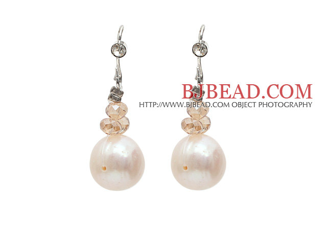 Fashion Style Natural White Freshwater Pearl Earrings with Fish Hook