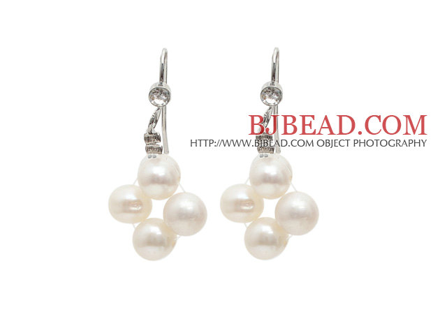 Fashion Style 5-6mm Natural White Freshwater Pearl Earrings with Fish Hook