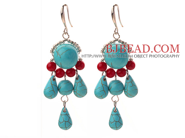 Assorted Red Coral and Turquoise Dangle Earrings