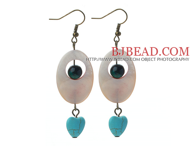 Assorted White Shell and Heart Shape Turquoise and Phoenix Dangle Earrings