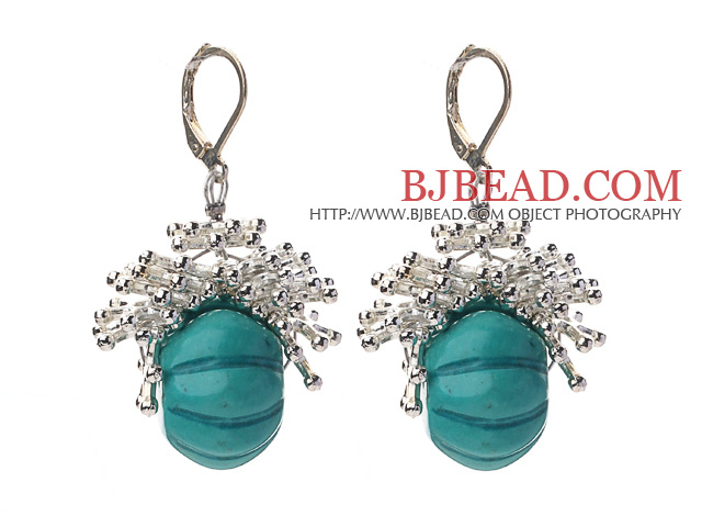 New Design Pumpkin Shape Turquoise and Metal Spacer Accessories Earrings