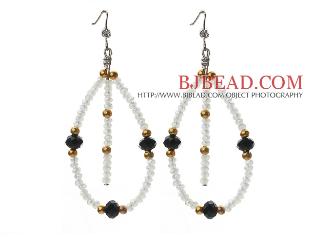 Assorted Black and Milk Color and Golden Color Crystal Earrings