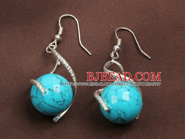 Fashion Lovely Design Blue Turquoise Bead Dangle Earrings