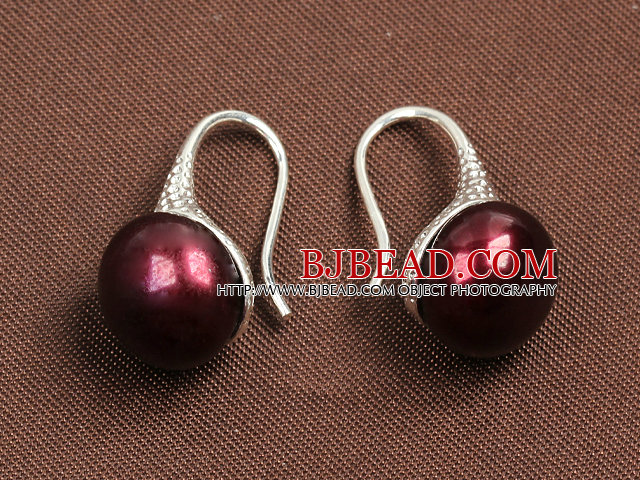 Simple Style Natural Wine Red Freshwater Pearl Earrings