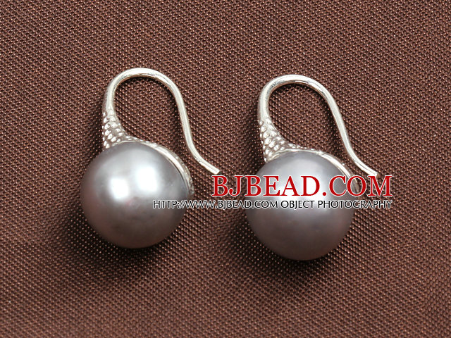 Simple Style Natural Grey Freshwater Pearl Earrings