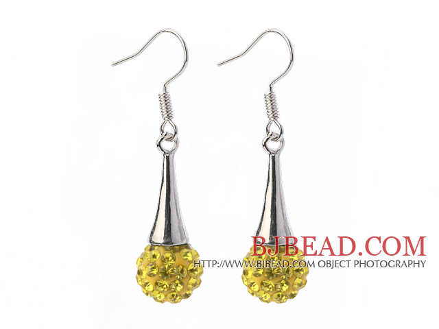 Fashion Simple Style 10mm Yellow Polymer Clay Rhinestone Horn Charm Earrings With Fish Hook
