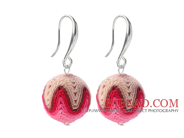 Lovely Multi Color 16Mm Round Wool Ball Dangle Earrings With Fish Hook