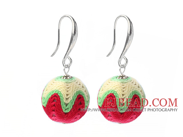 Fashion Simple Style Multi Color 16mm Wool Ball Dangle Earrings With Fish Hook