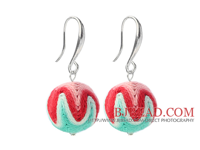 Nice Simple Style 16mm Multi Color Wool Ball Dangle Earrings With Fish Hook