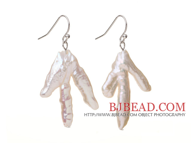 Fashion Natural White Blister Freshwater Pearl Drop Earrings With Fish Hook