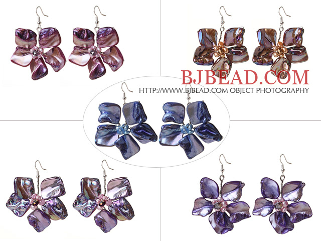 2014 Newly Summer Design Cute 5 Pairs Pearl Shell Flower Dangle Earrings