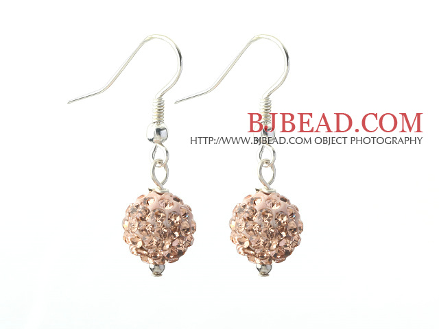 Classic and Simple Design 10mm Light Pink Round Rhinestone Ball Earrings