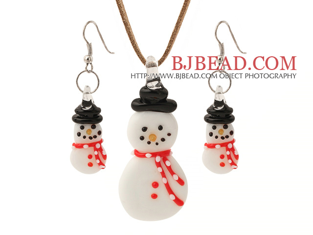 Wonderful Ceramic Christmas/Xmas Snow Pendant Necklace With Matched Earrings Sets