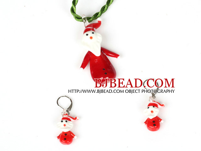 Christmas Santa Clau Jewelry Set Necklace with Matched Earrings