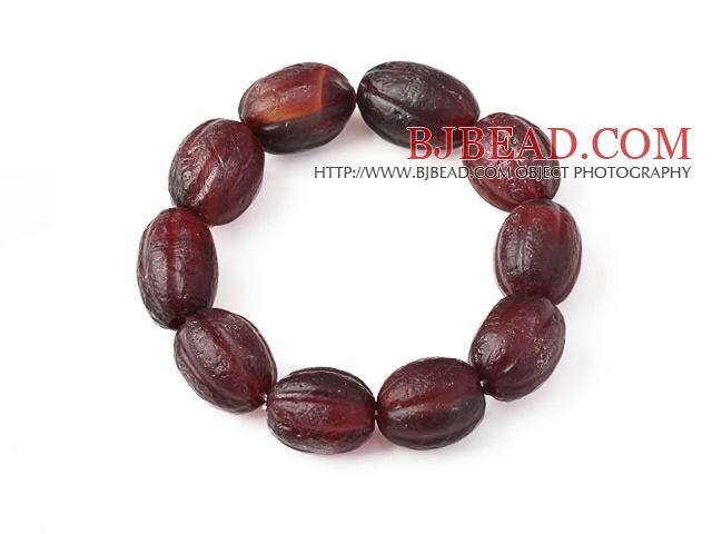 Fashion Natural Pumpkin Shape Original Red Agate Rosary Bracelet