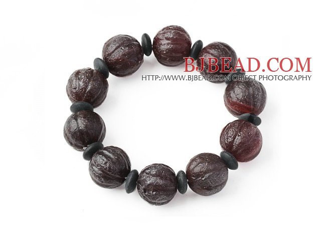 Fashion Pumpkin Shape Natural Original Red Agate Rosary Beads Bracelet