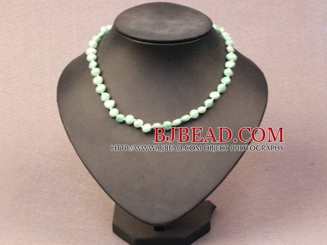 Simple Trendy Style Natural Light Green Pearl Necklace