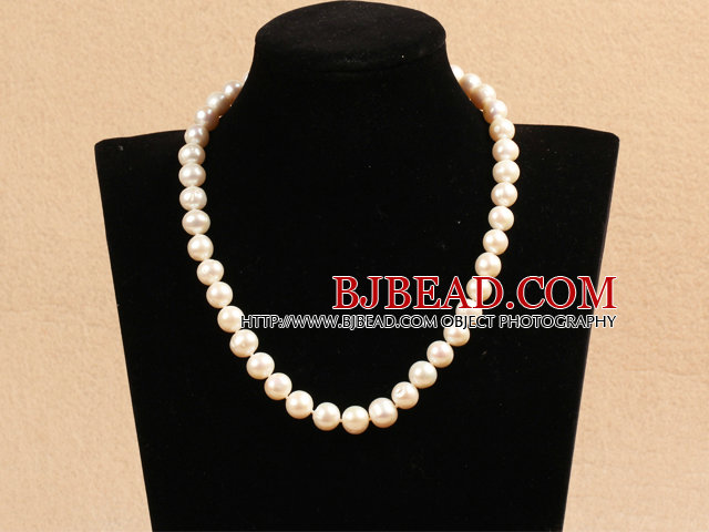 Best Mother Gift Graceful 10-11mm Natural White Pearl Party Necklace