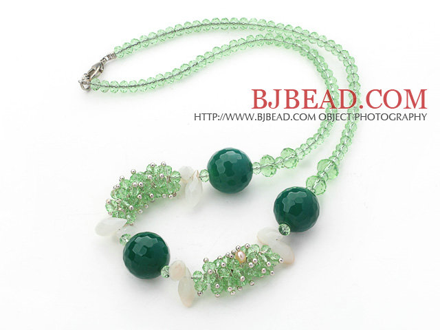 Assorted Green Series Green Crystal and Aventurine Necklace with Lobster Clasp