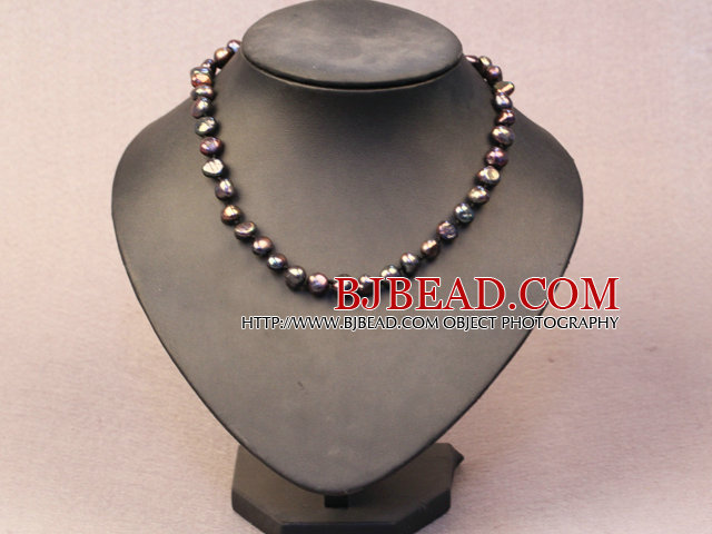 Simple Trendy Style Natural Black Potato Pearl Necklace