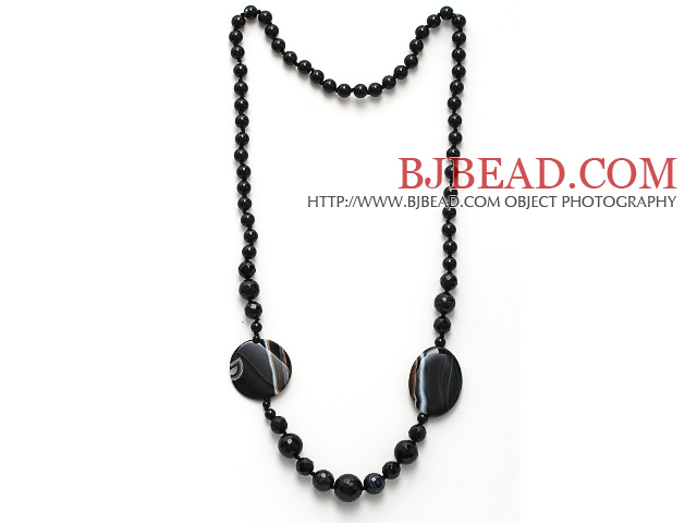 Black Series Assorted Multi Shape Black Agate Necklace