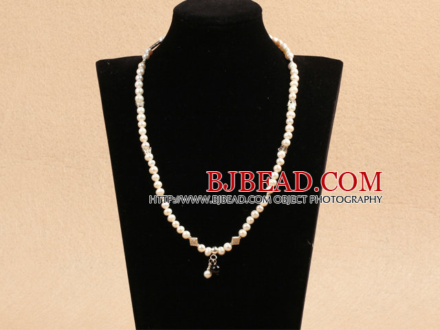 Trendy Simple Natural White Freshwater Pearl Stretch Necklace (Also can Be Bracelet)