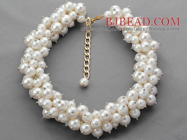 Assorted Round White Acrylic Pearl Choker Necklace