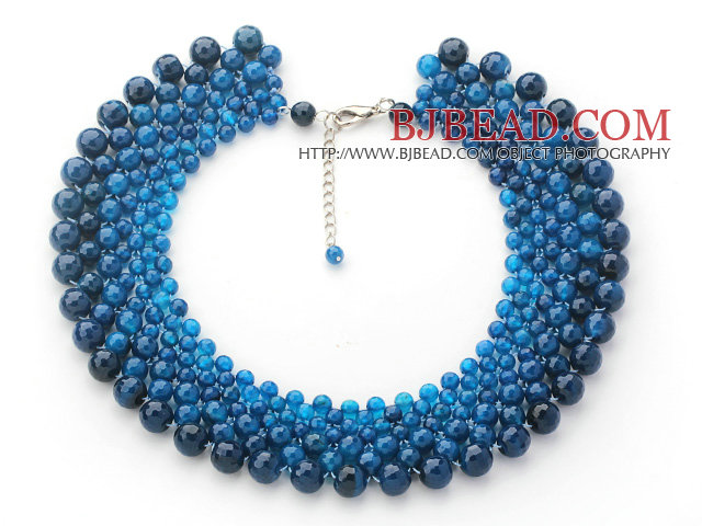 2013 Summer New Design Round Blue Agate Choker Necklace with Adjustable Chain
