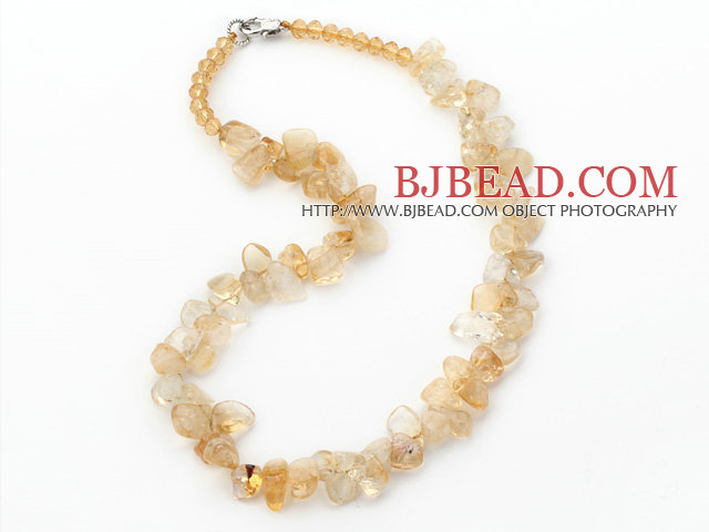 Yellow Series Irregular Shape Top Drilled Citrine and Yellow Crystal Necklace