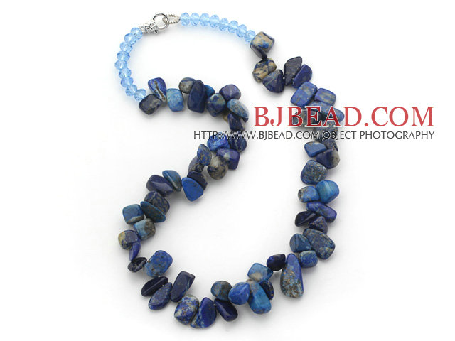 Dark Blue Series Irregular Shape Top Drilled Lapis and Blue Crystal Necklace