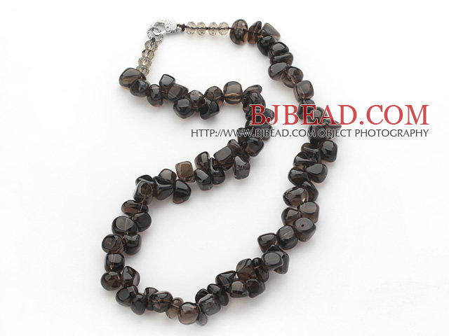 Dark Brown Series Irregular Shape Top Drilled Natural Smoky Quartz and Brown Crystal Necklace