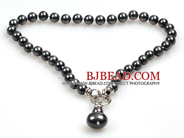 Classic Design 10Mm Black With Colorful Seashell Pendant Necklace(Pendant Can Be Removed)