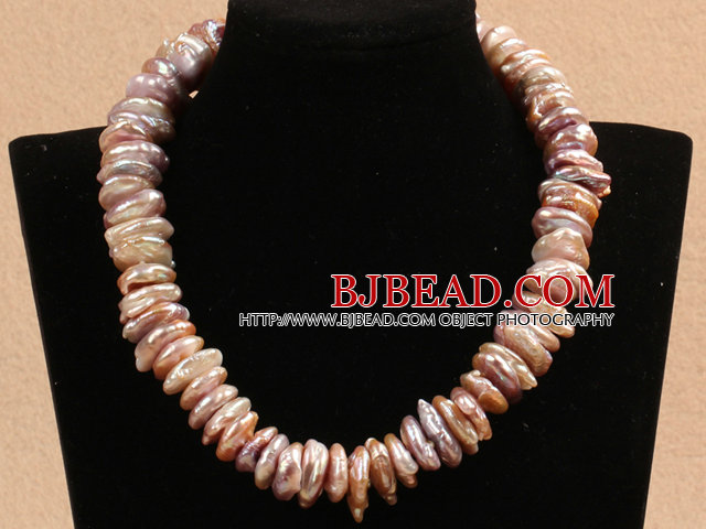 Popular Style Natural Coin Shape Purple Rebirth Pearl Choker Necklace