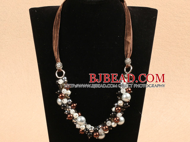 Fashion Brown Series Crystal Seashell Beads Necklace