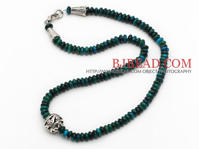 Single Strand Abacus Shape Phoenix Stone Necklace with Round Metal Ball