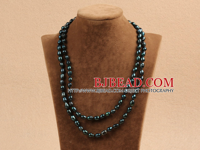 Chic Long Style Natural Dark Green Pearl Necklace Best Gift