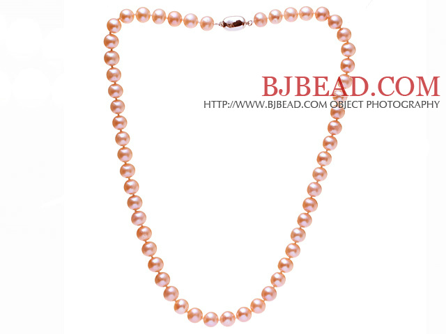 Fashion A Grade 8-8.5mm Natural Pink Freshwater Pearl Beaded Necklace (No Box)