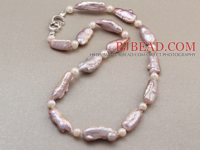 Beautiful Single Strand Natural Purple Blister Pearl Knotted Necklace With Charming Clasp