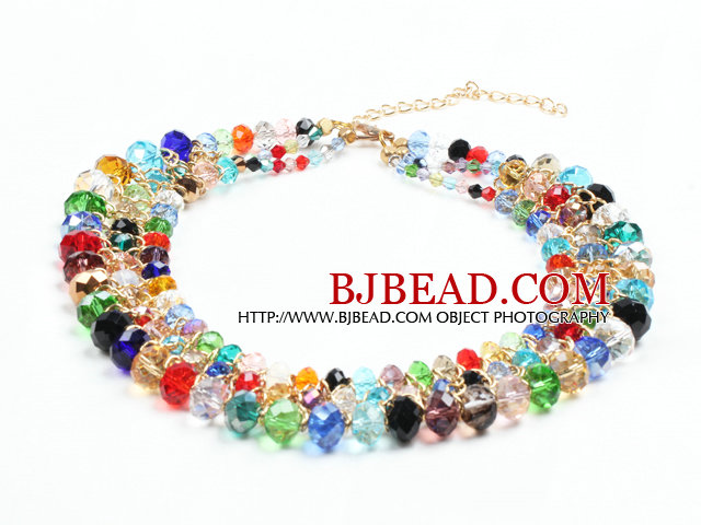 2015 Summer Style Multi Layer Multi Color Crystal Beads Party Necklace