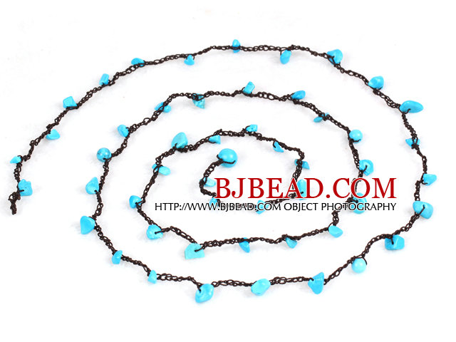 Pretty New Long Style Blue Turquoise Chips Necklace(Also can be Bracelet)