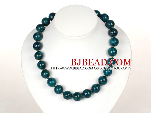 16mm Round Phoenix Stone Beads Necklace with Moonlight Clasp