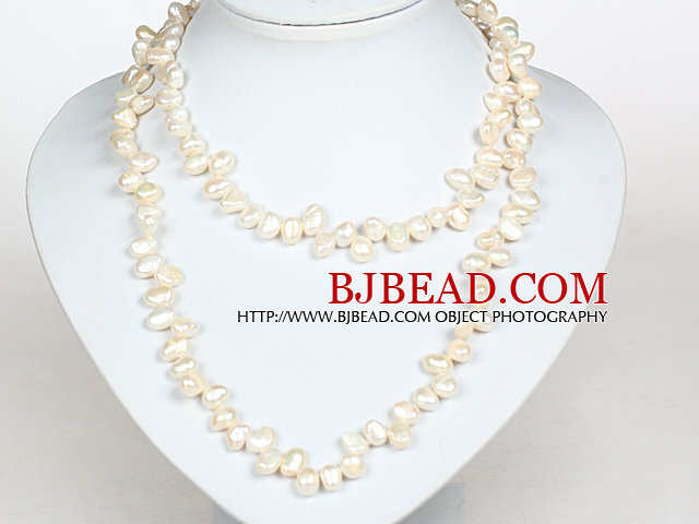 Irregular Shape Natural White Freshwater Pearl Long Style Necklace