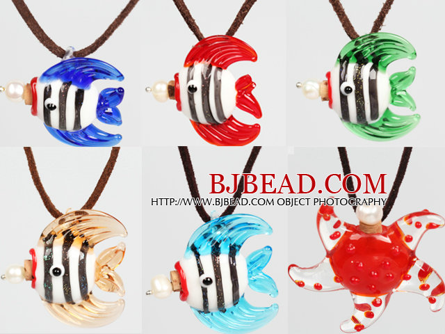 6 Pcs Tropical Fish Perfume Bottle Pendant Necklaces ( Random Color and Shape )