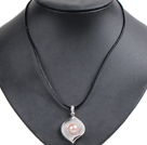 Simple Elegant Natural Big Purple Freshwater Pearl Alloyed Leaf Pendant Leather Necklace under $ 40