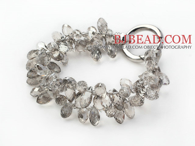 New Style Two Strands Drop Shape Gray Crystal Bracelet