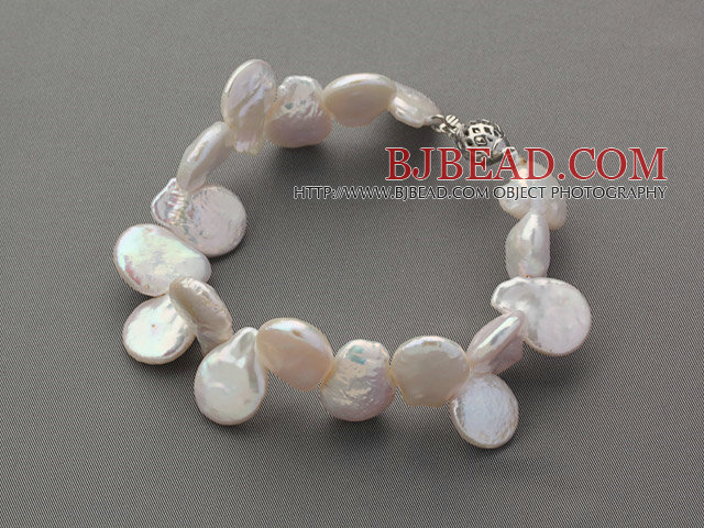 Irregular Shape Top Drilled White Pearl Bracelet