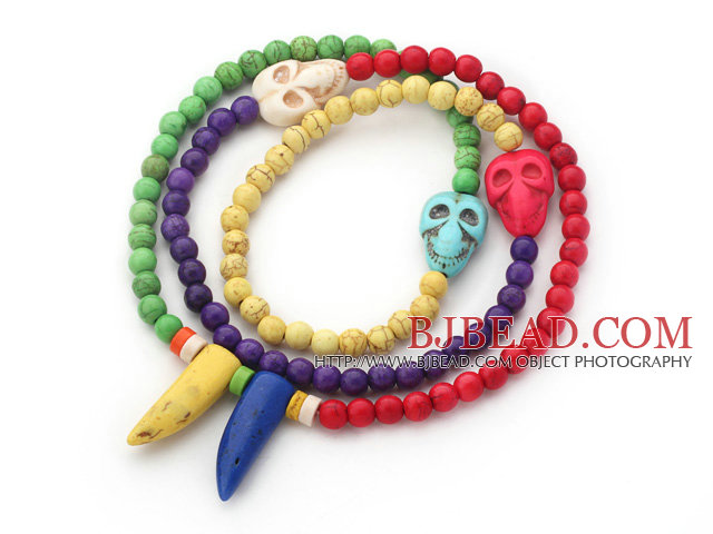 Assorted Multi Color Dyed Turquoise 4 Times Wrap Bracelet ( Can also be necklace)