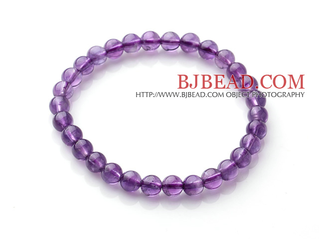 2014 Popular Style A Grade Natural Round 6mm Amethyst Elastic Bracelet