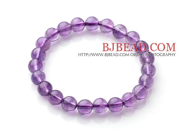 2014 Popular Style A Grade Natural Round 8mm Amethyst Elastic Bracelet