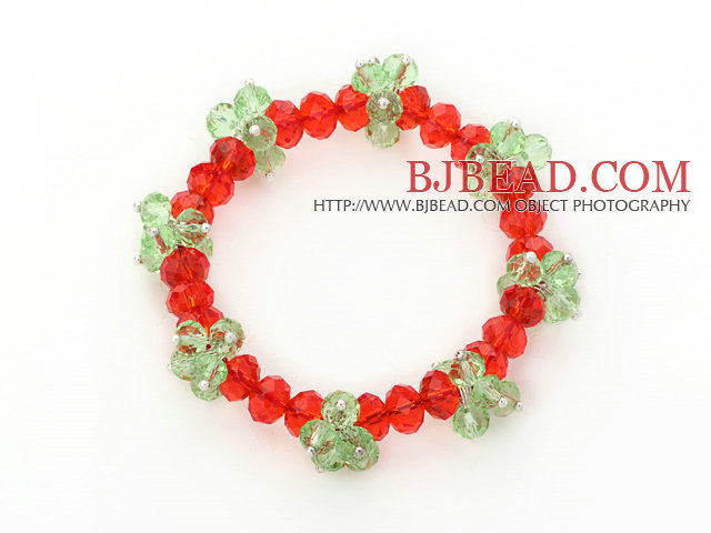 2014 Christmas Design Red and Green Crystal Stretch Bracelet